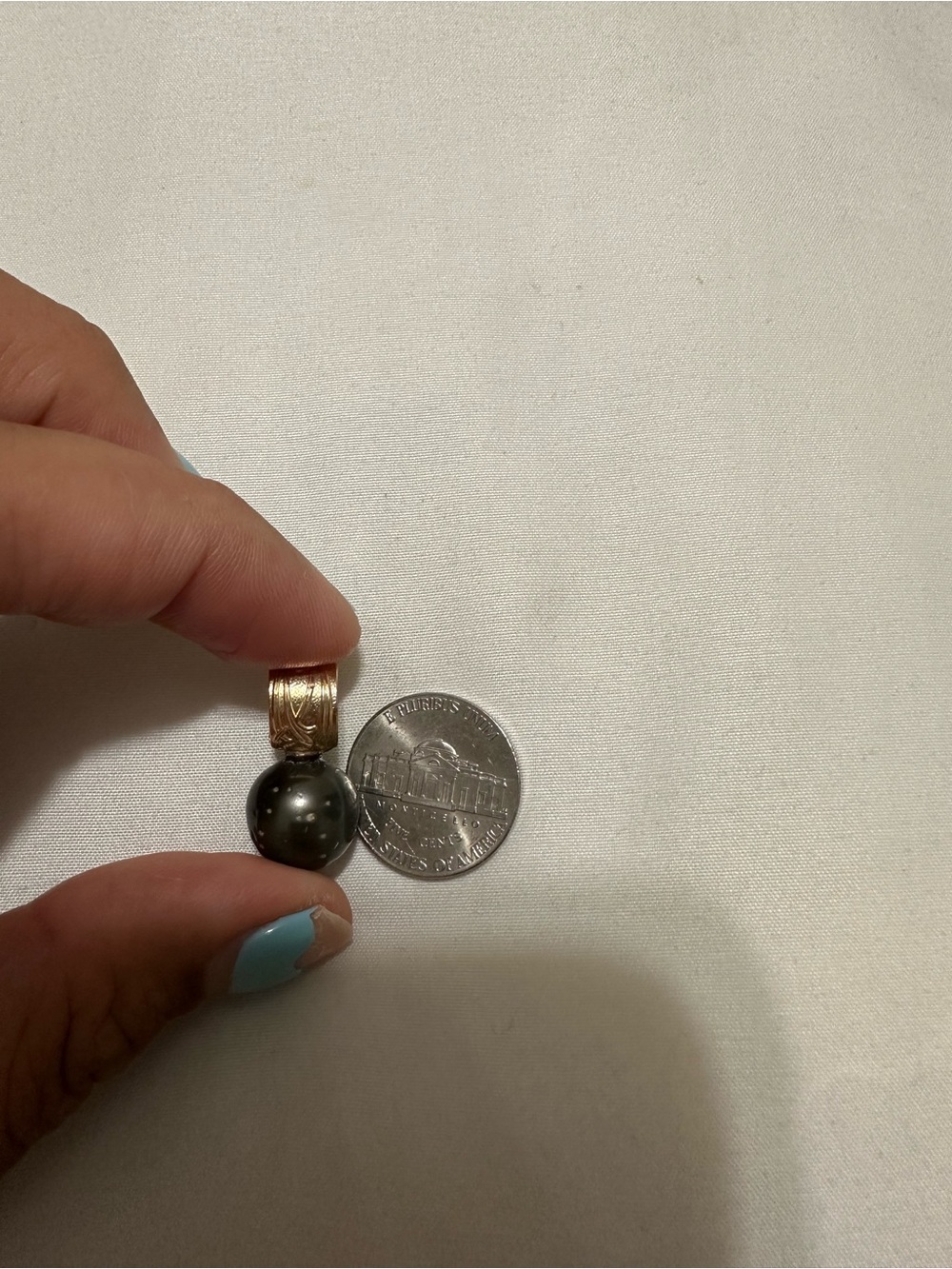 Gold Bail Black Pearl Pendant